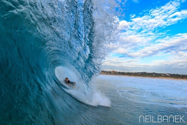 James getting barrelled at Dee Why beach